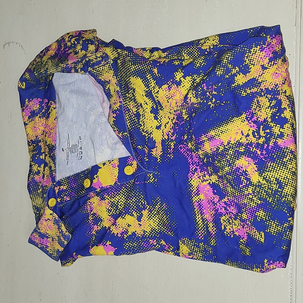 Fabletics Blue, Yellow, and Pink Polo Shirt